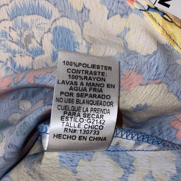 NWOT!! Umgee Patchwork Boho Blue & Yellow Floral Long Sleeve Dress Size Small - Picture 13 of 13